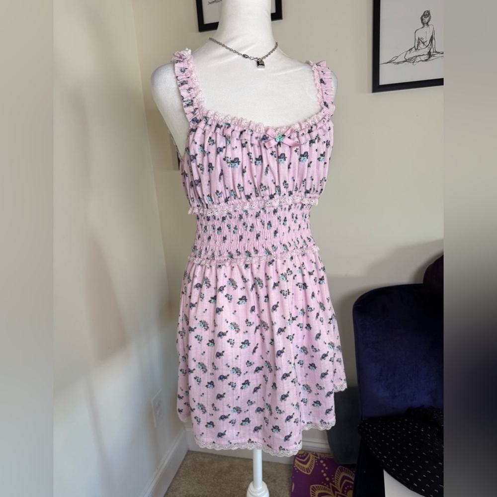 For Love & Lemons Lola Lilac Pointelle Mini Sundress (M) - Like New